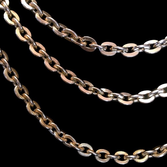 Vintage 3-Strand Gold Tone Chain Necklace - Picture 3 of 4